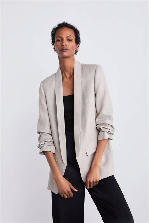 zara linen blazer|women's fitted linen blazer.